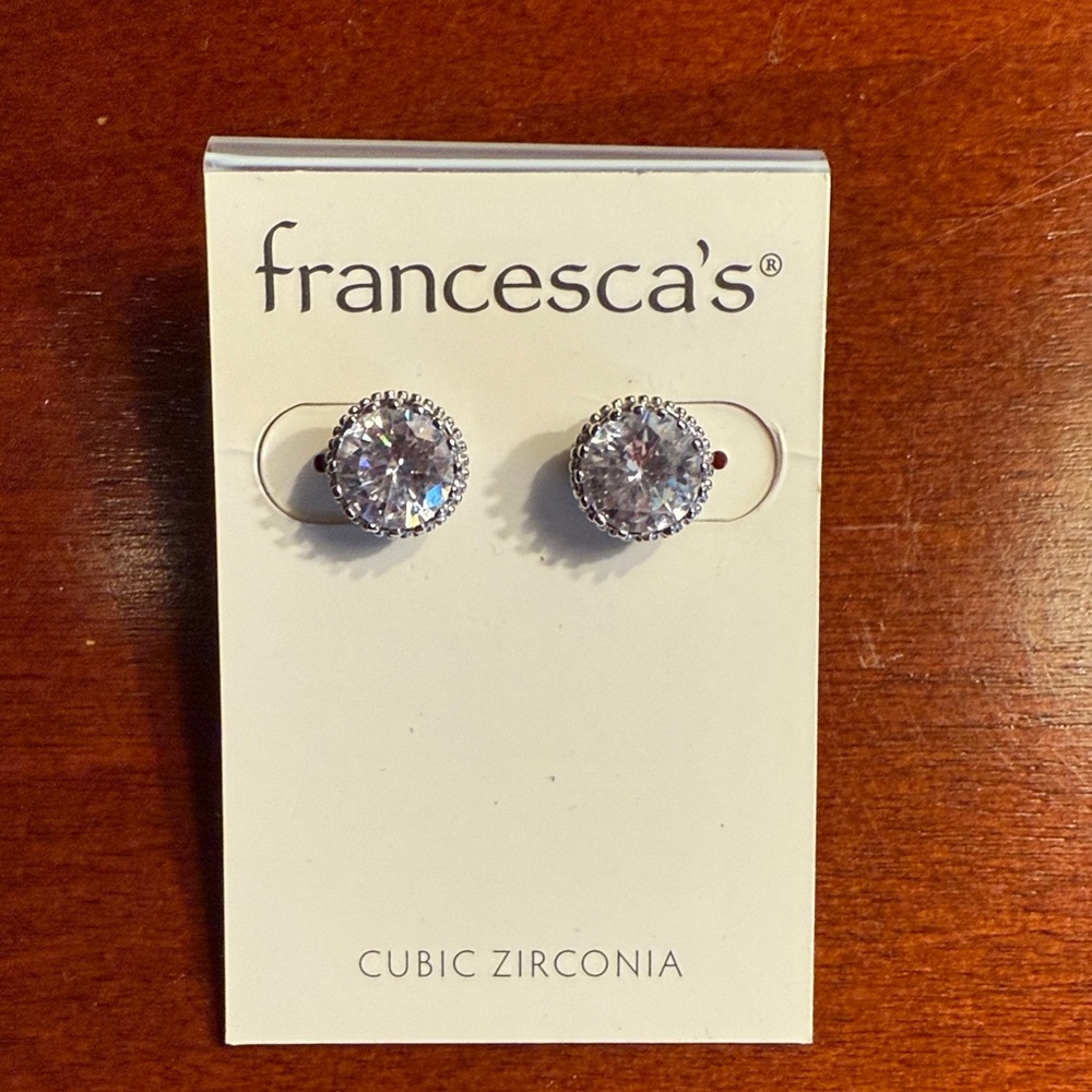 CZ Francesca's Sparkling Silver Stud Earrings